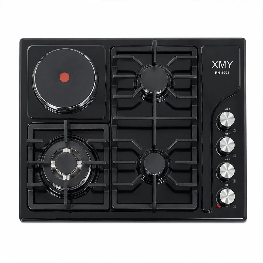 XMY 4-Zone Dual-Fuel Built-In Hob with 3 Gas Burners & 1 Electric Plate
