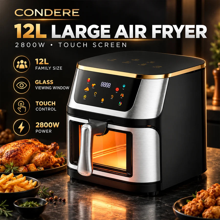 Condere 2800W Digital Air Fryer with Touchscreen - 12L