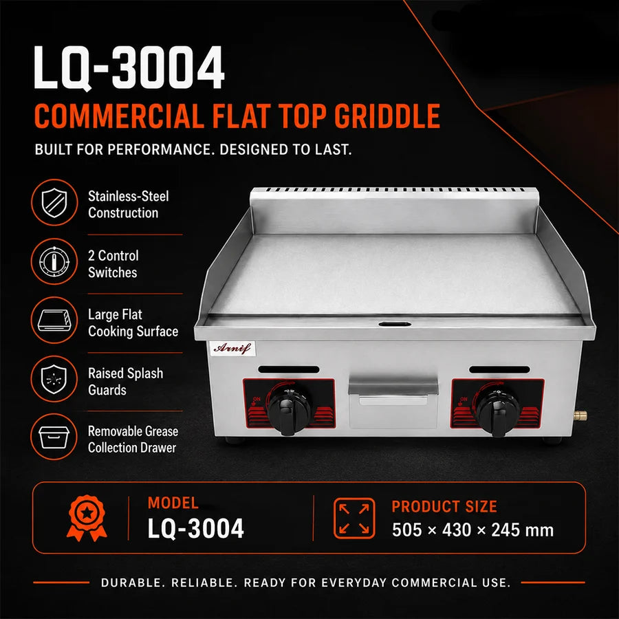 Aruif Commercial Flat Top Gas Griddle with Dual Controls
