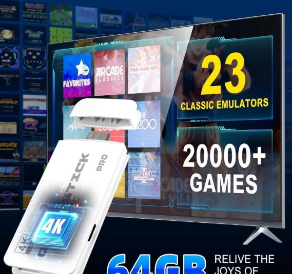 Wireless TV Game Stick Console With 2 Controllers 20000+ Games Plug Play