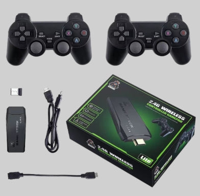2.4G Double Wireless Controller Gamepad With 4K Ultra HD Game Stick- Black Universal Compatibility, Dual Wireless Controller Gamepads, Plug and Play