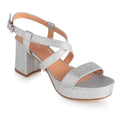 Silver metalic block heel