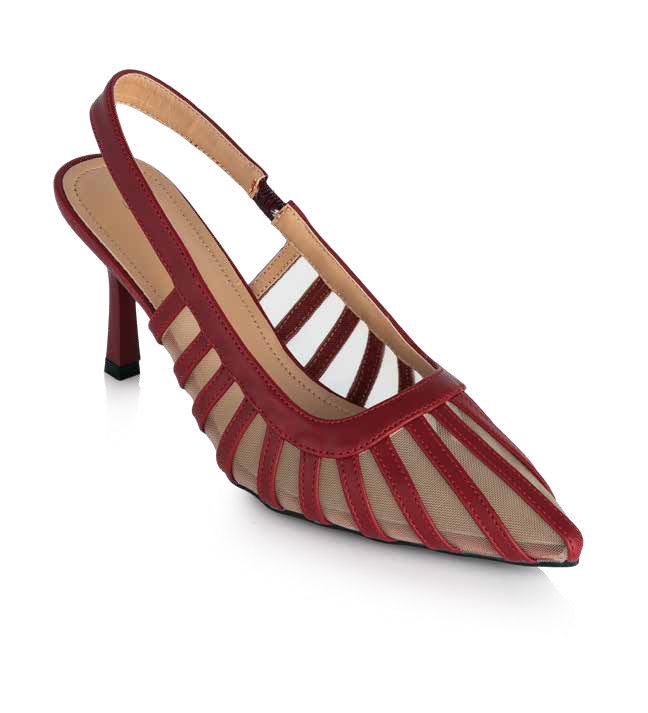 Burgundy mesh sling shoe