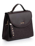 Dark brown handle handbag