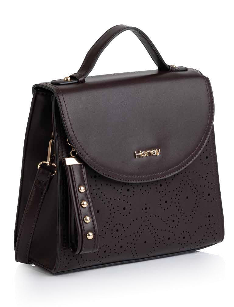 Dark brown handle handbag