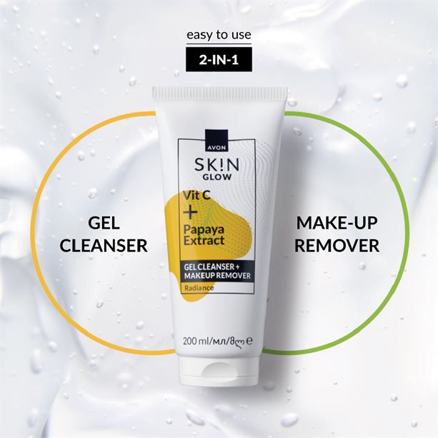 Avon SK!N Glow Gel Cleanser + Make-Up Remover 200ml